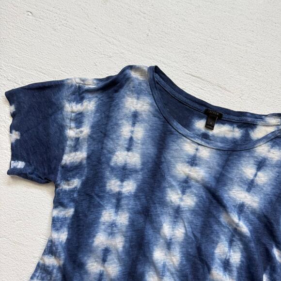 J.Crew Blue White Tie Dye Linen T-Shirt, Size Small - Picture 2 of 7